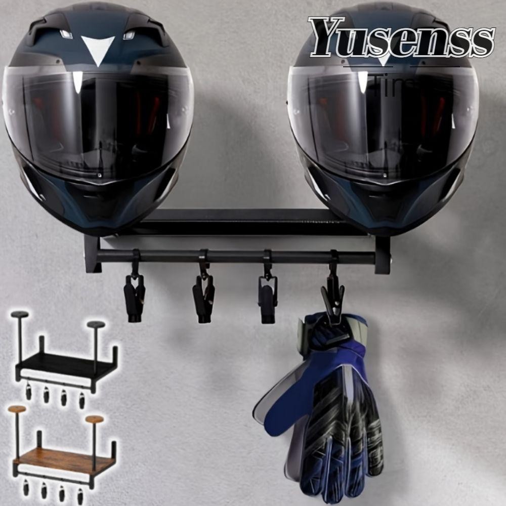 YUSENSS Motorcycle Helmet Rack, Wall Mount Wooden Shelf Helmet Display ...