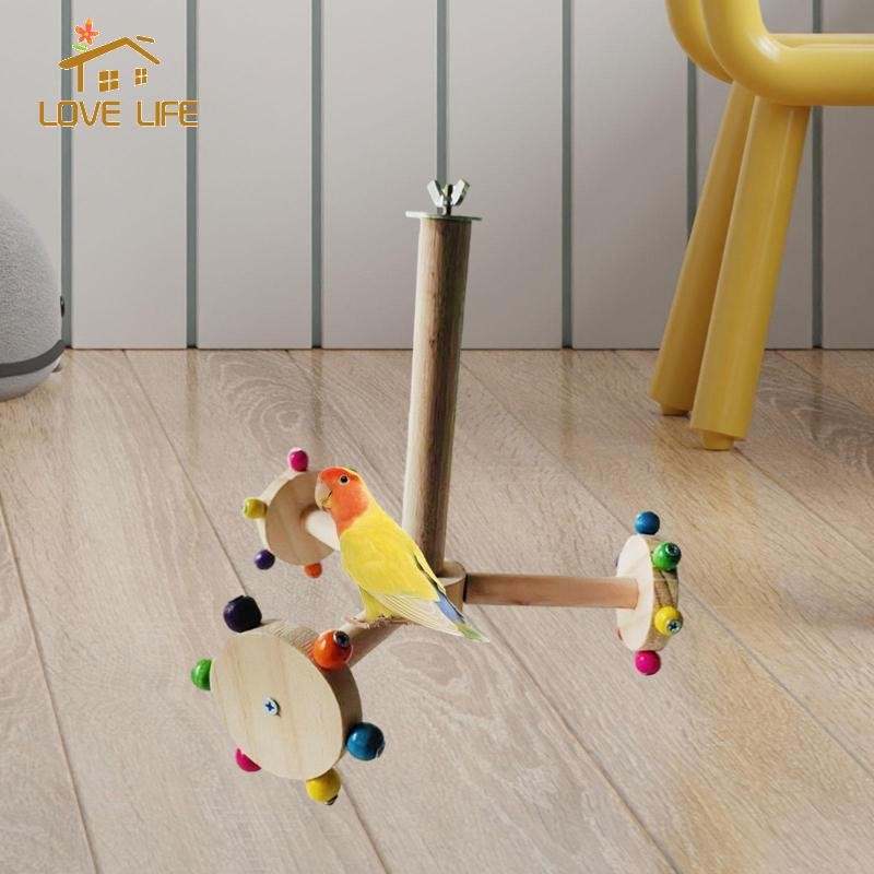 [Whfashion] Bird Rotating Perch Toy Wooden Parrots Wheel Toy for ... - Excellent Silent Wheel For Bird Macaw