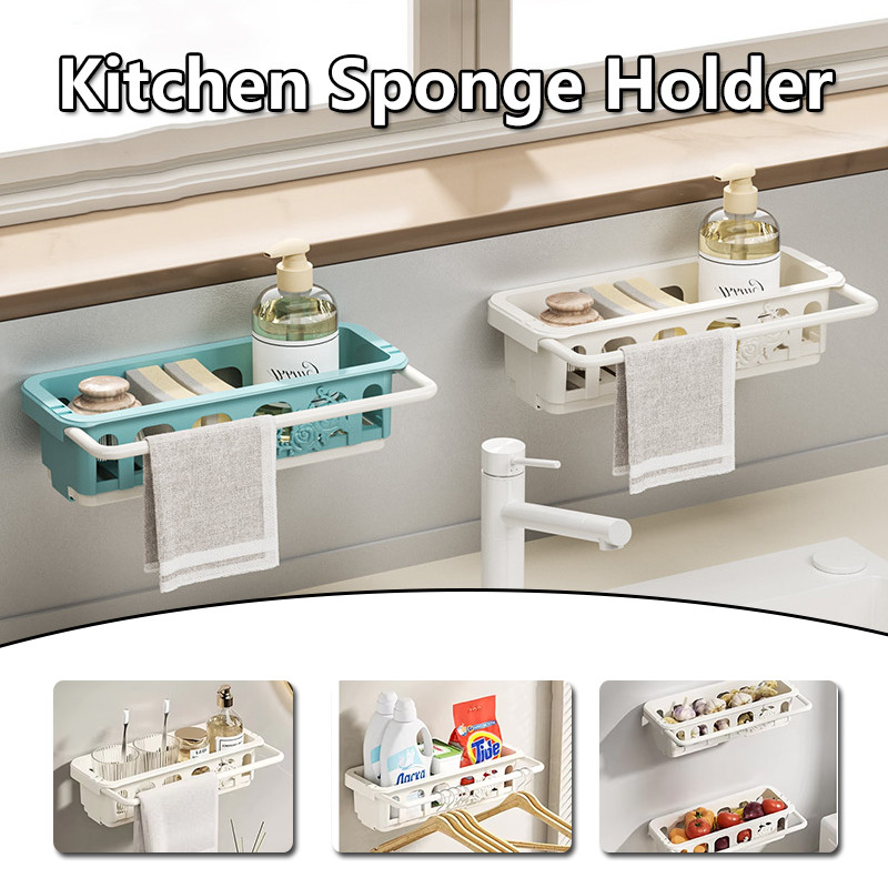 Kitchen Organizer Holder Dish Drainer Soap Rack Sink Tray Dishcloth ...