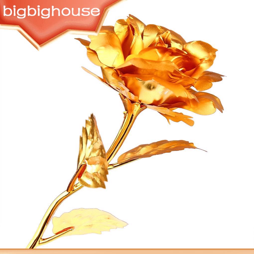 ALLOMN 24K Golden Rose, Plastic Long Stem Real Rose Dipped in Gold with ...