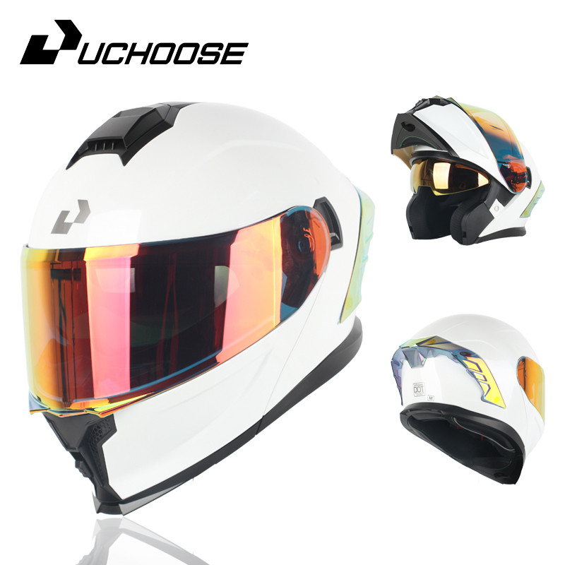 Uchoose Motorcycle Modular Helmet Helmet Dazzle Thickened Lined Helmet ...