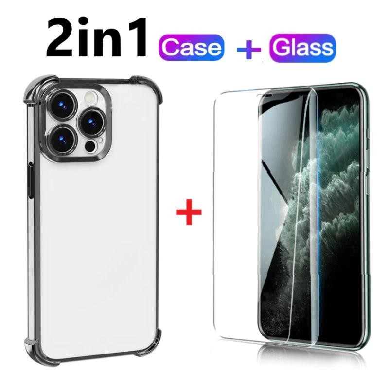 Wallet Case + Tempered Glass For Xiaomi Redmi Note 14 / 13 / 12 Pro – Black Synthetic Leather