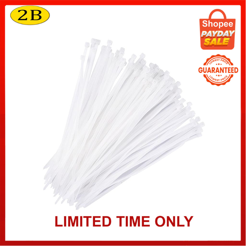 500pcs(2.5mm x150mm) Cable Zip Tie Binder Fasten Cord White Nylon Heavy ...