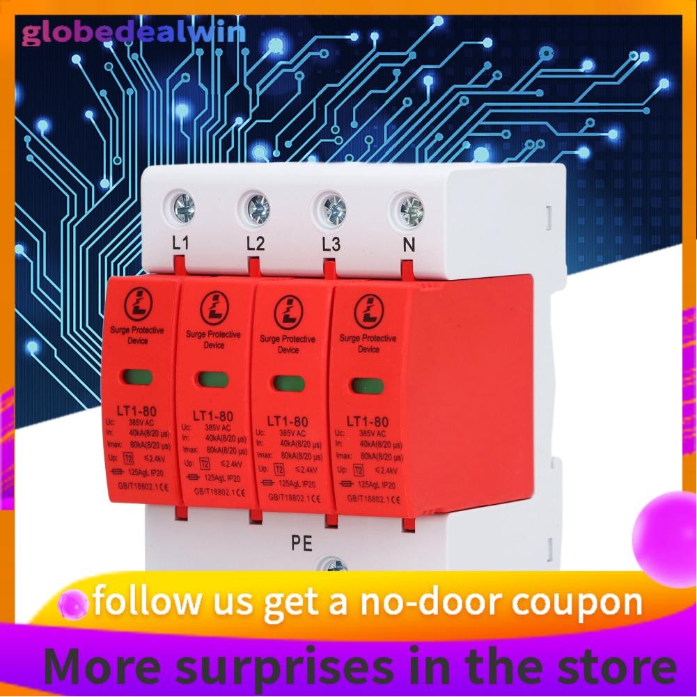 Globedealwin Arrester Device 4P Surge Protector PC Plastic Shell High ...