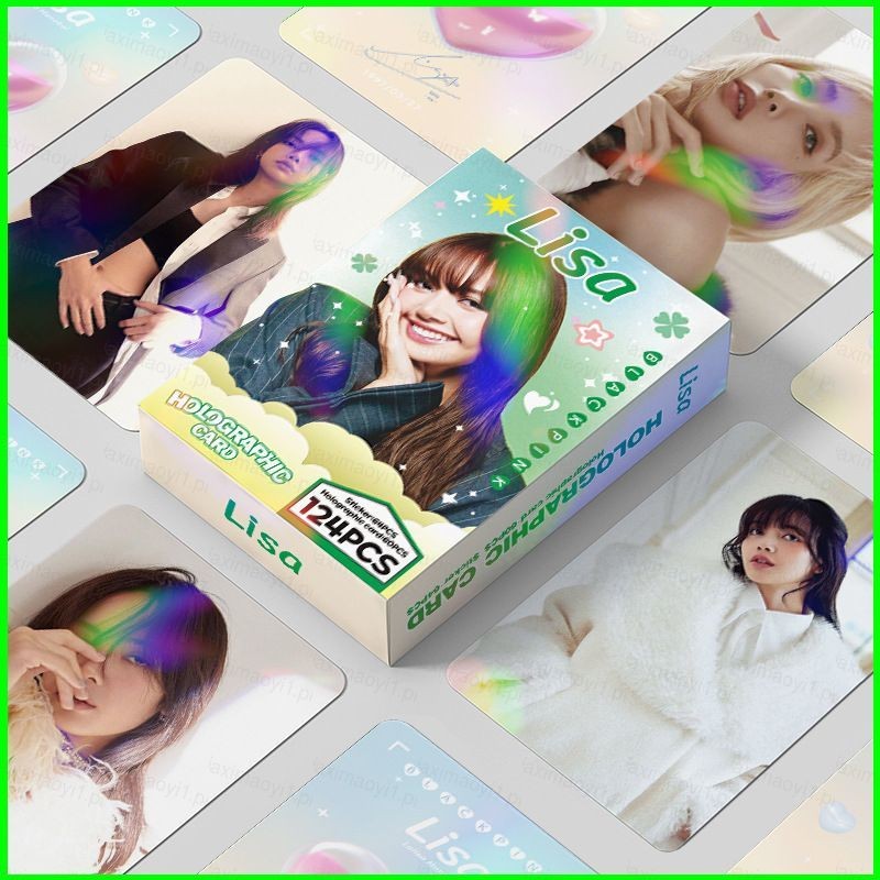 Ag1 124PCS/set BLACKPINK LISA stickers photo card double sided laser ...