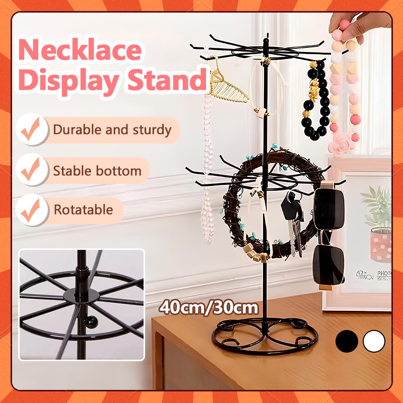 2 Layer Rotating Metal Rack with Hooks for Keychain Toy Necklace ...