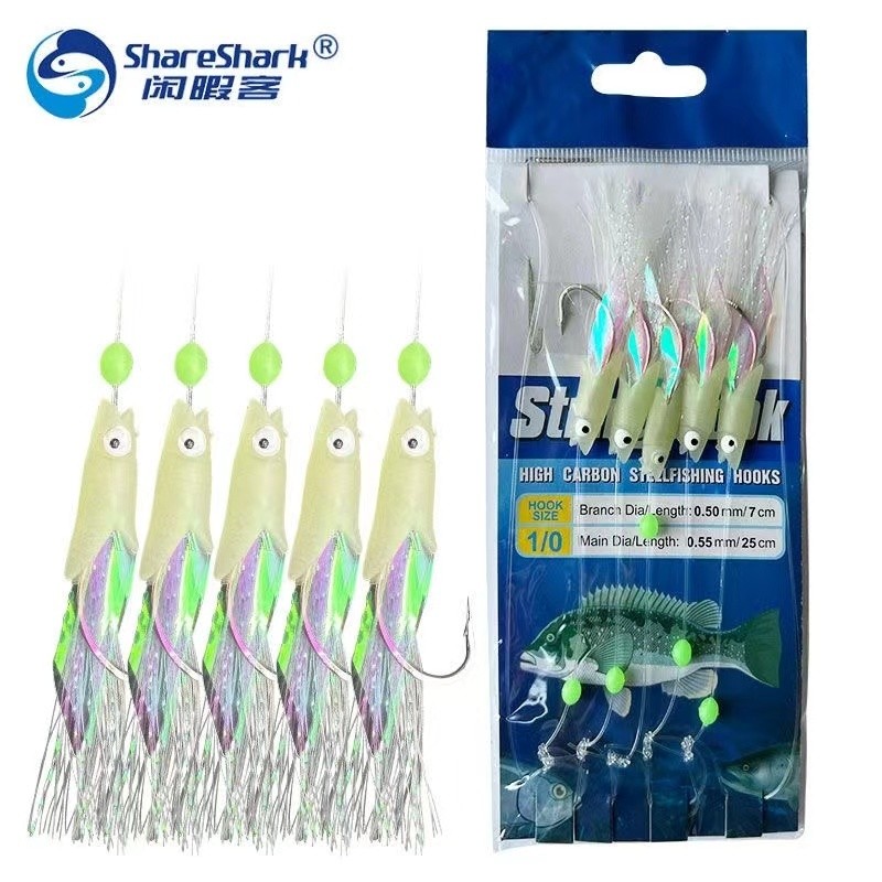 Luminous Fish Head String Hook Boat Fishing Pond Fish with Fish Mullet ...