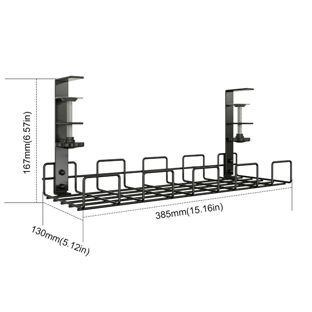 Under Table Storage Rack Cable Management Tray Wire Organizer Desktop ...