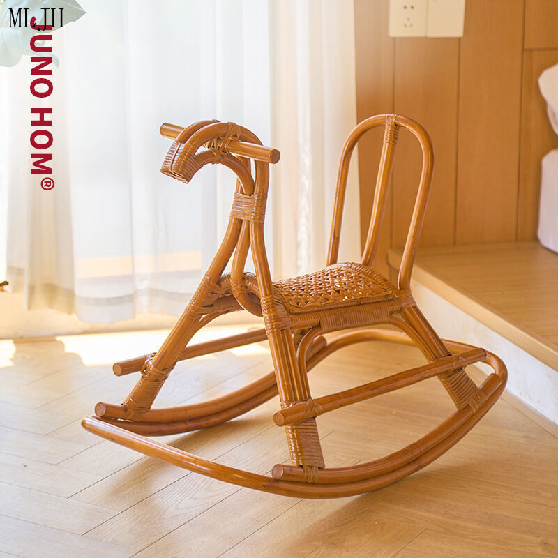 Junohome Rattan Kids Rocking Chair Indoor and Outdoor Neutral Rocking ...