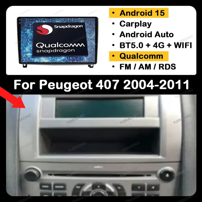 2G+64G Android Autoradio 2 Din Pour Peugeot 407 2004-2011 Avec Sans Fil
