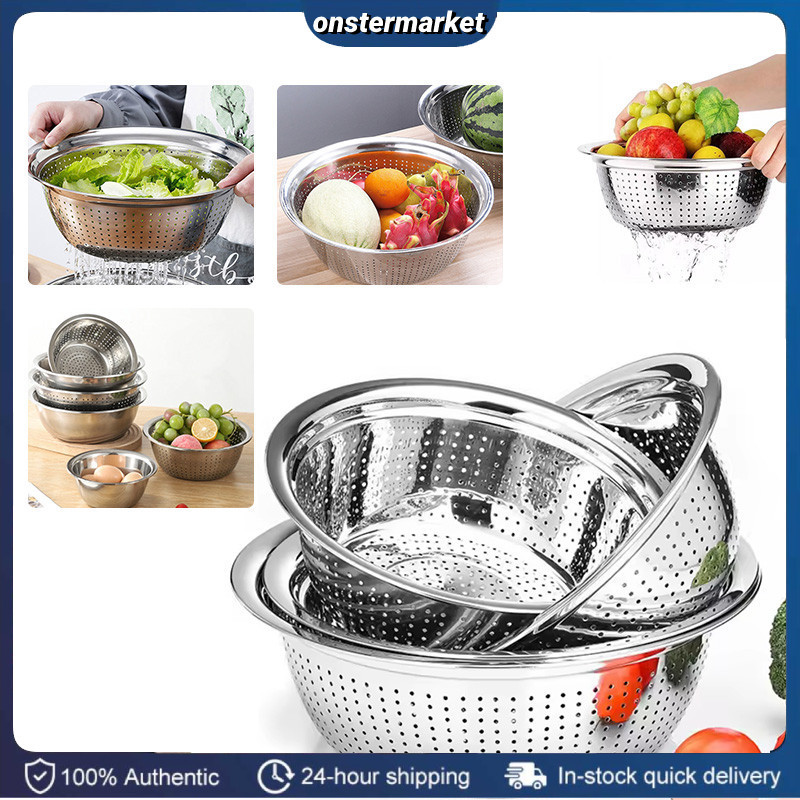 Stainless Steel Rice Sieve Strainer Fruits and Vegetables Colander ...