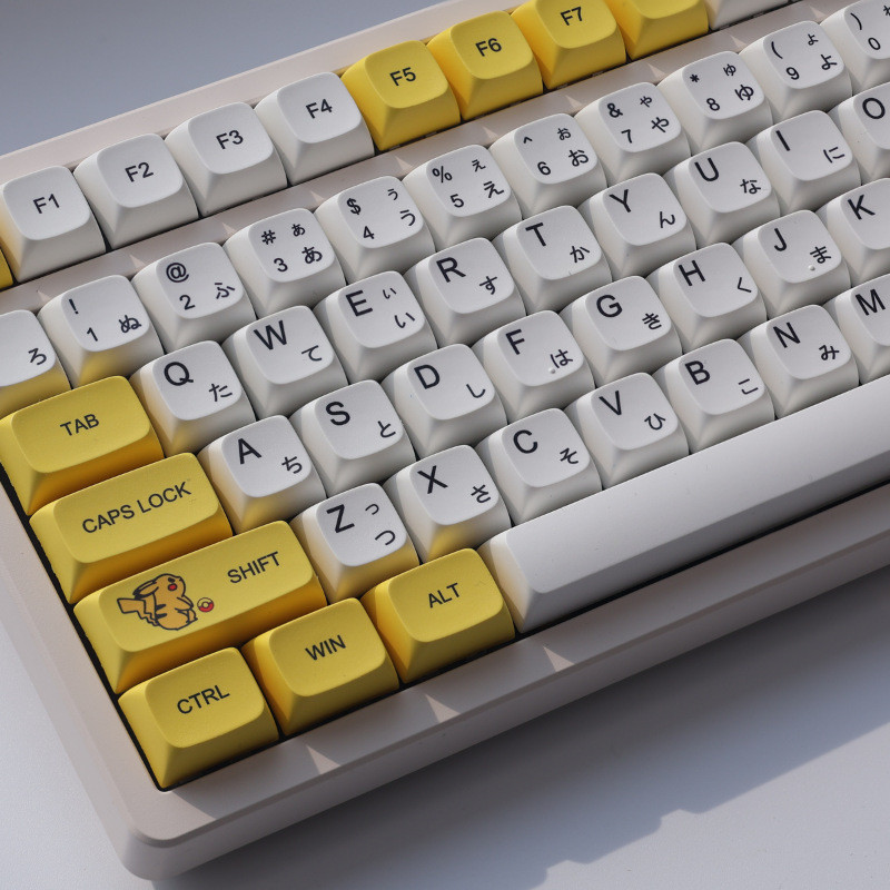 124 Keys Pikachu Keycaps PBT Anime Dye Sub XDA Keycaps for Cherry MX ...