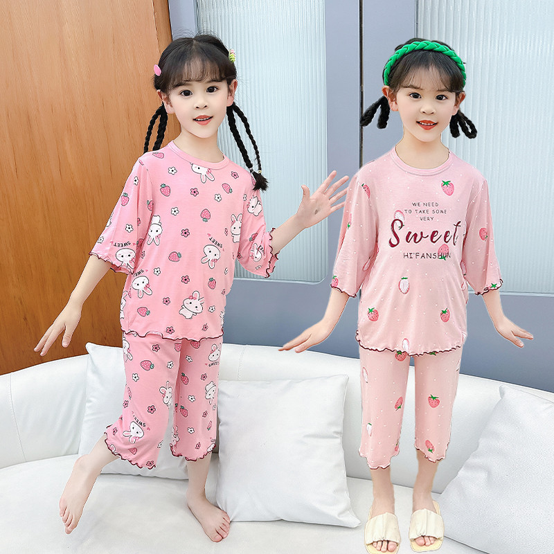 2-13Years Kids Girls Model Pajamas Set Girls Tops + Pants Sleepwear Set ...