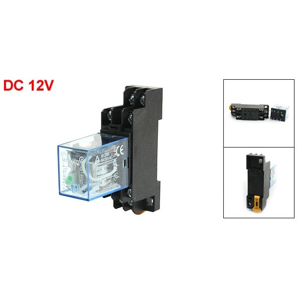 New 35mm DIN Rail DPDT 8Pin General Purpose Relay DC 12V Coil Green ...