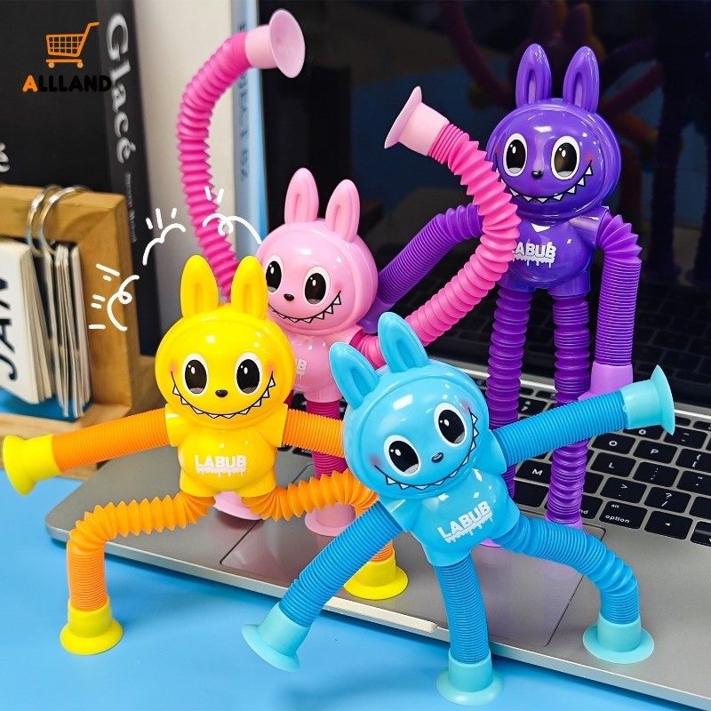Stress Relief Telescopic LABUBU Toys - Suction Cup Pop Tubes Sensory ...