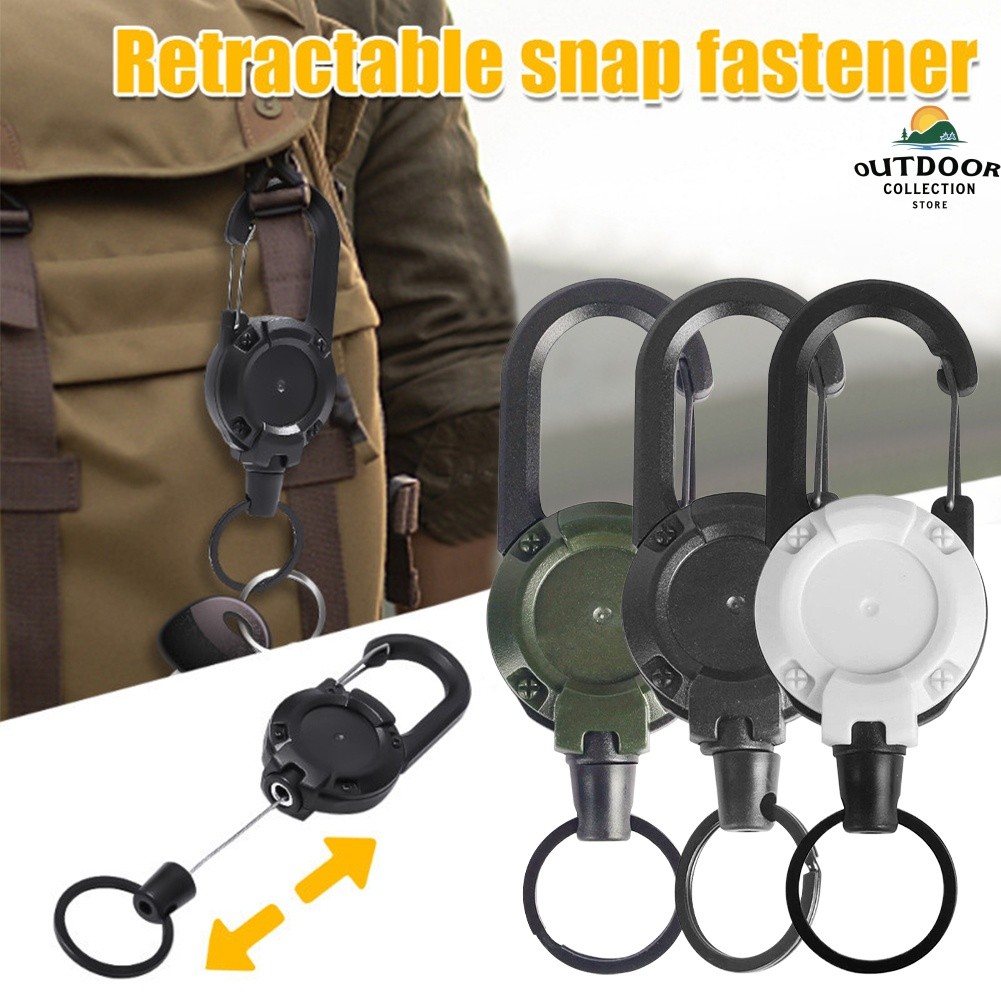 Easy Pull Wire Rope Buckle Outdoor Backpack Retractable Rope Carabiner ...
