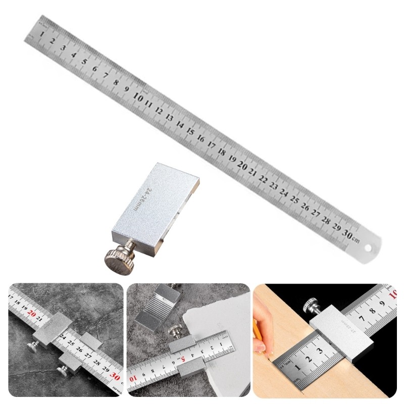 Left Woodworking Tool Carpenter Scribing Ruler with Positioning Slide ...