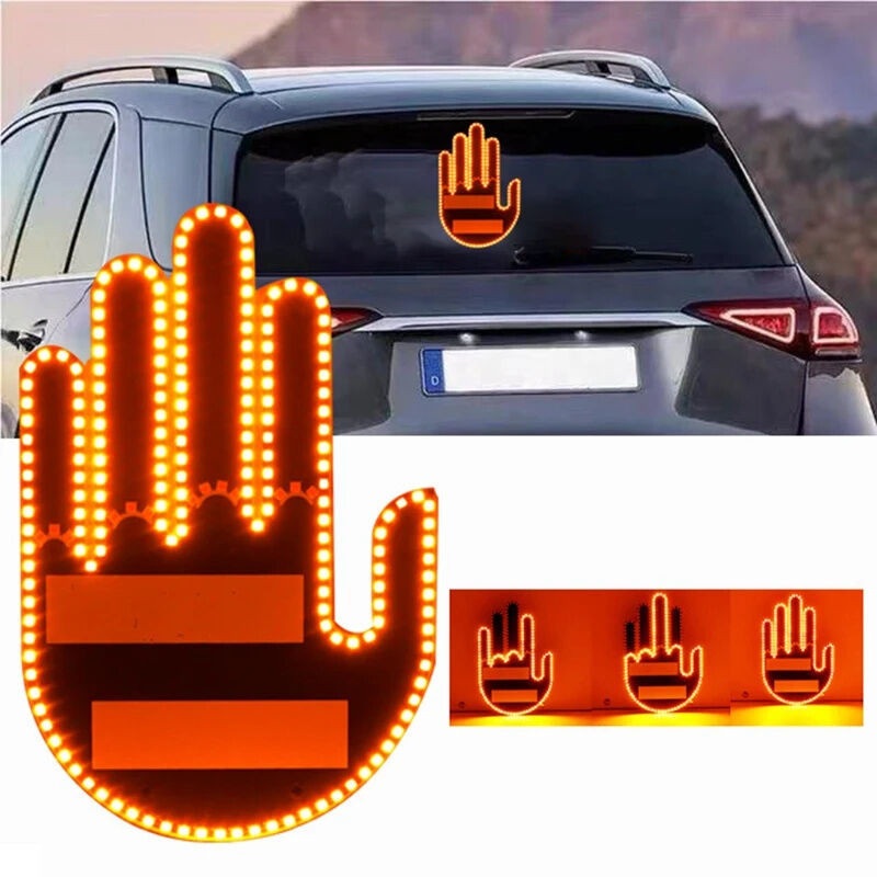 Funny Car Finger Light with Remote Road Rage Signs Middle Gesture Hand ...