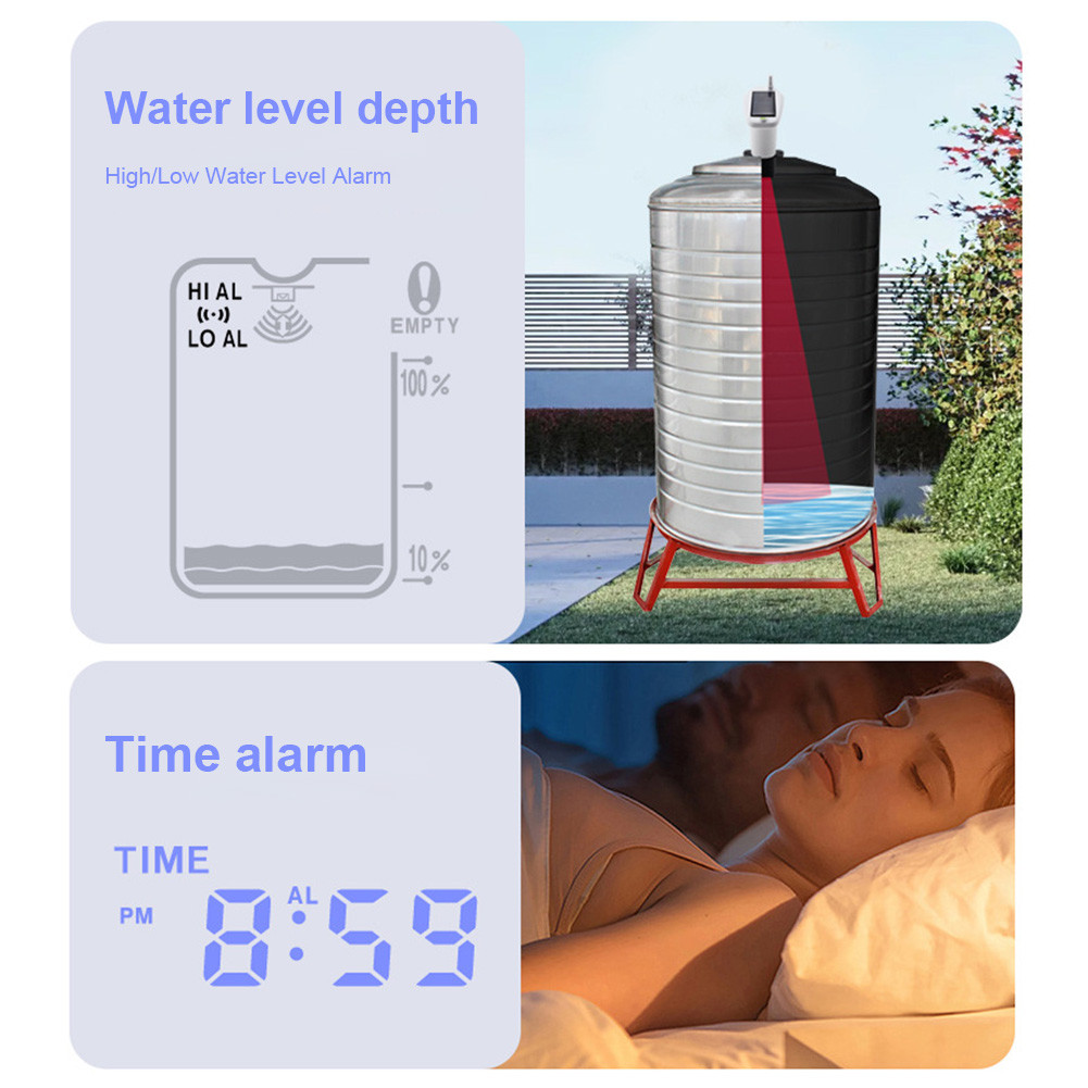 Ultrasonic Water Tank Liquid Level Meter with Temperature Sensor Time ...