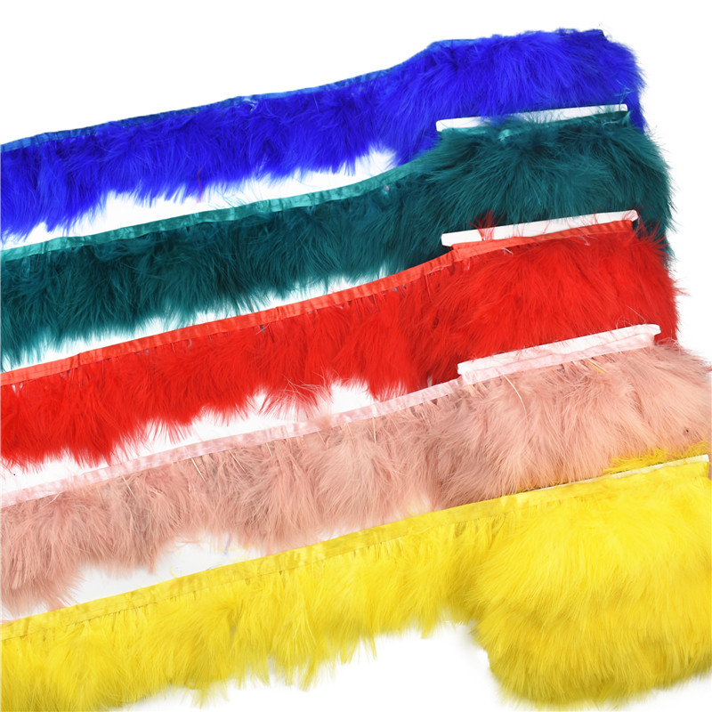 Frangia In Piume Di Marabù Naturali Dalla Turchia - 2 Metri, Larghezza 15-20 Cm, Per Decorazioni E Costumi Fai Da Te, Oro Giallo - 5