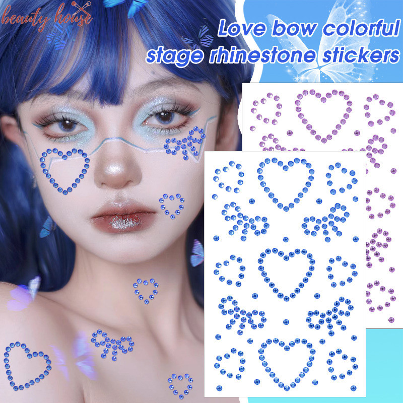[Good] Heart Bow Diamond Stickers - 3D Crystal Decorations Fake Tattoos ...