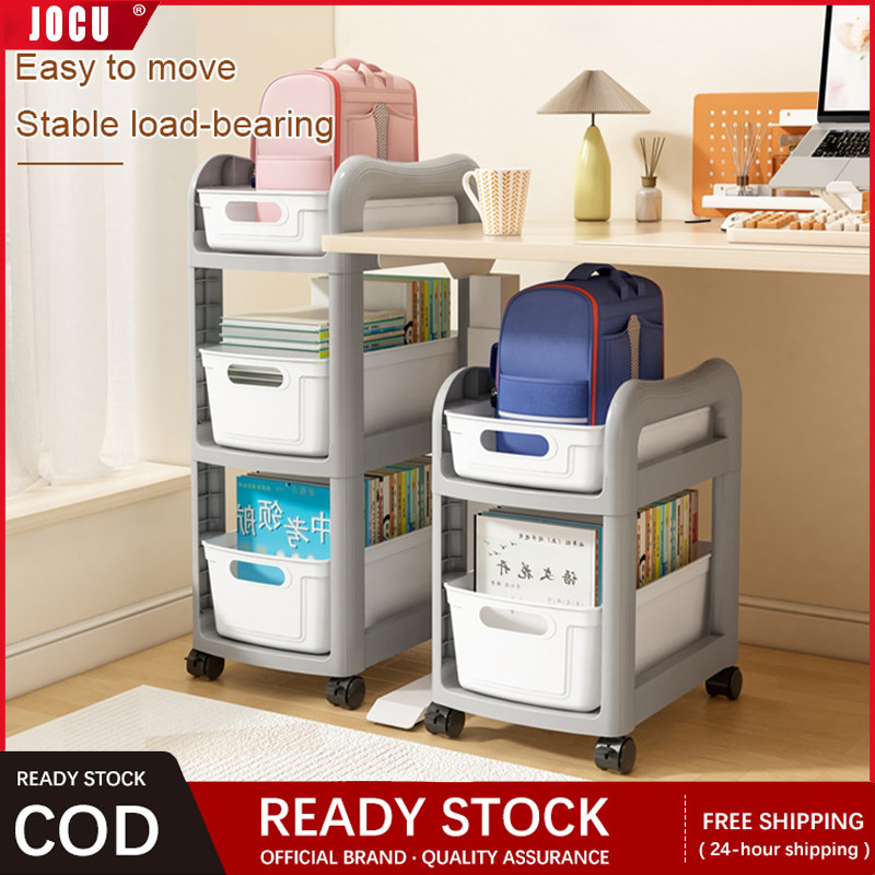 Moving Rack Bookshelf with Wheels Multi-functional Organizer Magazine ...