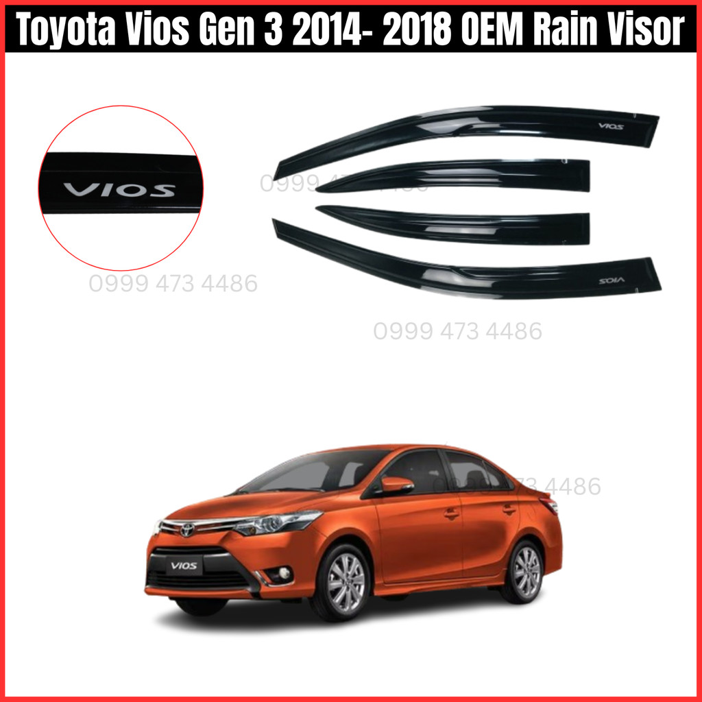 Toyota Vios Gen 3 2014 - 2018 OEM Rain Visor - Window Guard THAILAND ...