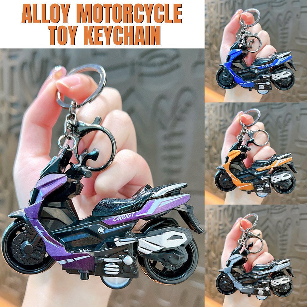 SSS Creative Alloy Pull Back Wheel Motorcycle Keychain Simulation Toy ...