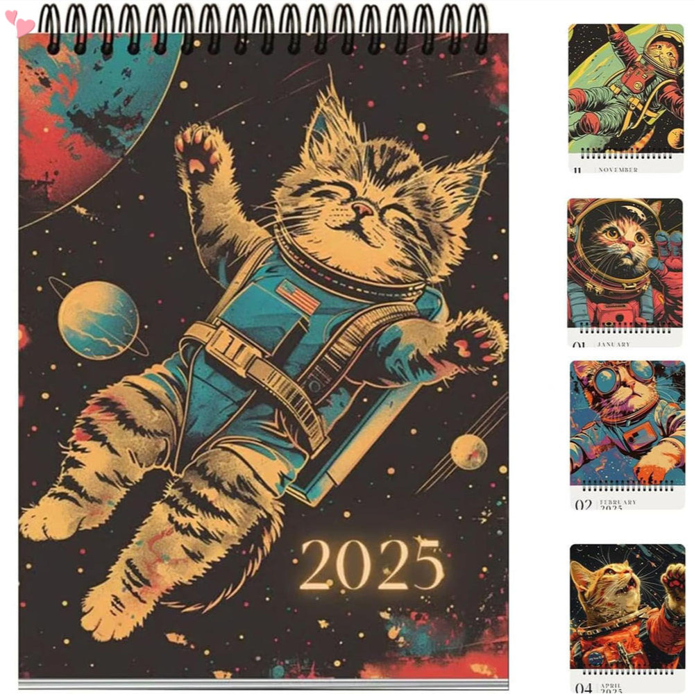 Space Cats Calendar 2025, 2025 Wall Calendar, Monthly Calendar Planner