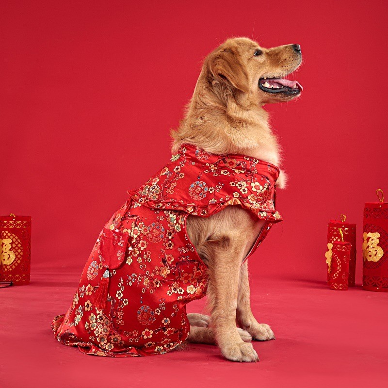 Chinese Style Dog Dress for Big Dogs New Year Pet Clothes Golden Retriever  German Shepherd Outfit | Shopee Philippines