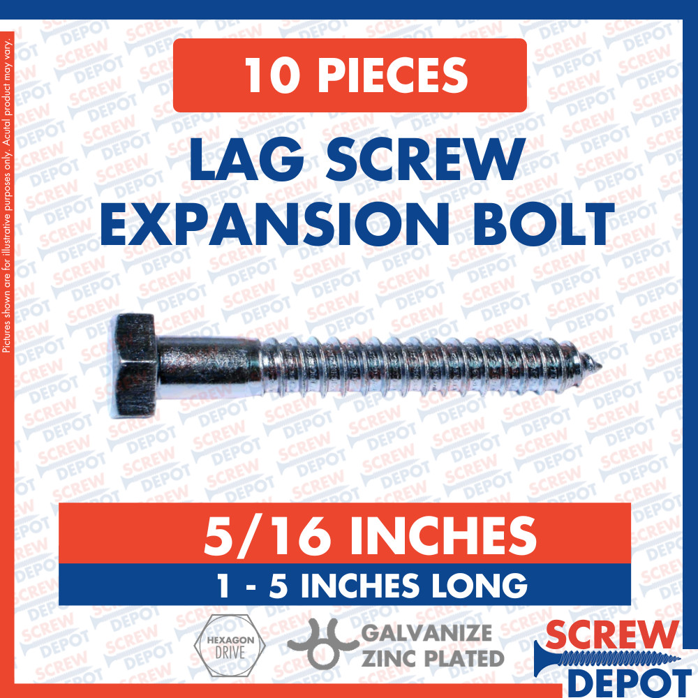 10PCS 5/16 X 1 inch ~ 5 inches Lagscrew Galvanized Expansion Anchor ...