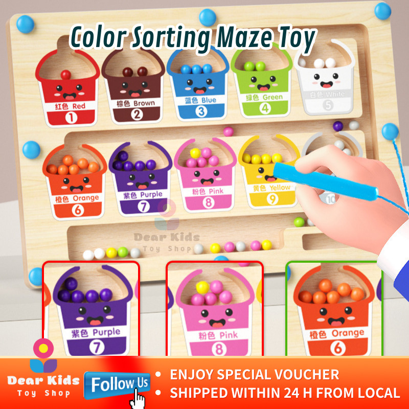 Magnetic Number Color Sorting Maze Board Early Education Toys Puzzle ...