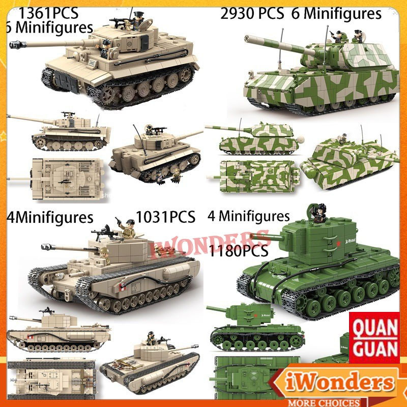 World War Russian T-34 KV-1 Heavy Tank Building Blocks Panther Sherman ...