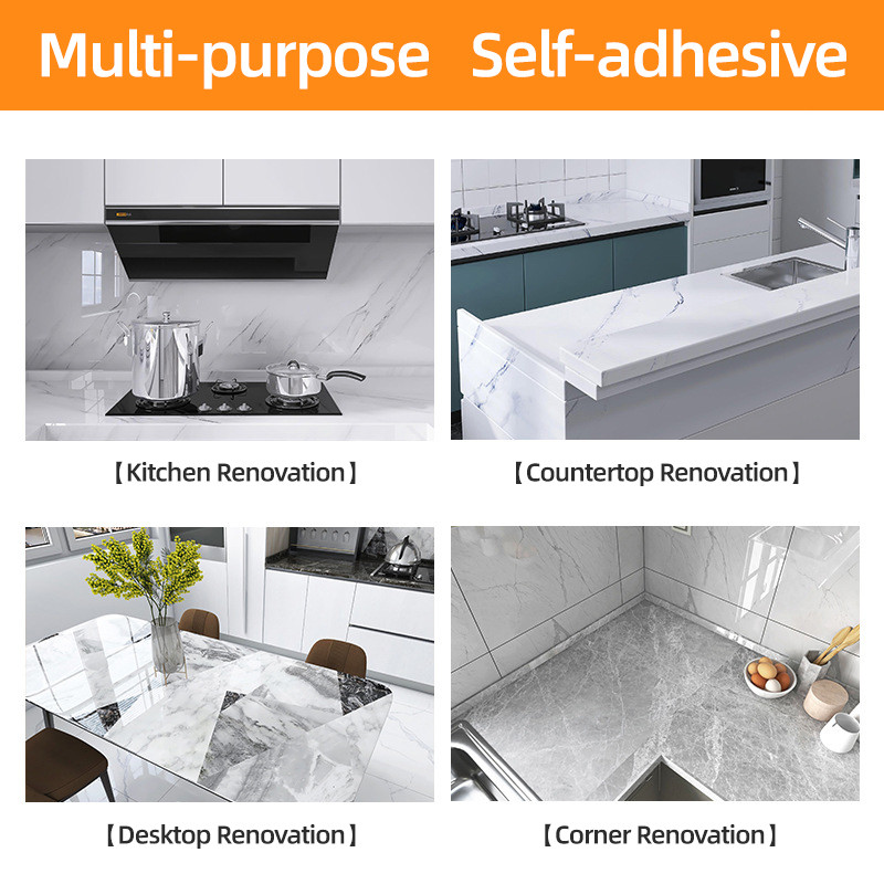 Marble Kitchen Wallpaper Sticker Self Adhesive Waterproof Oilproof ...