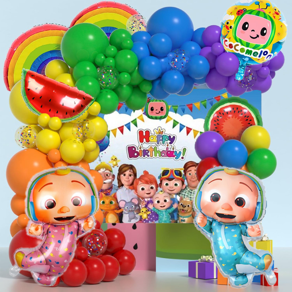 Cocomelon Theme Balloon Set Rainbow Color Latex Balloon for Cocomelon ...