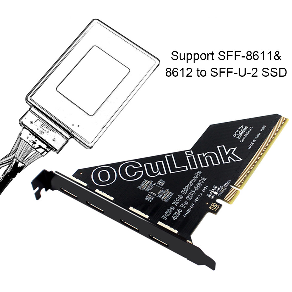 PCIe X16 To SFF 8611&8612 Adapter Card PCIE External Oculink SFF-8612 ...