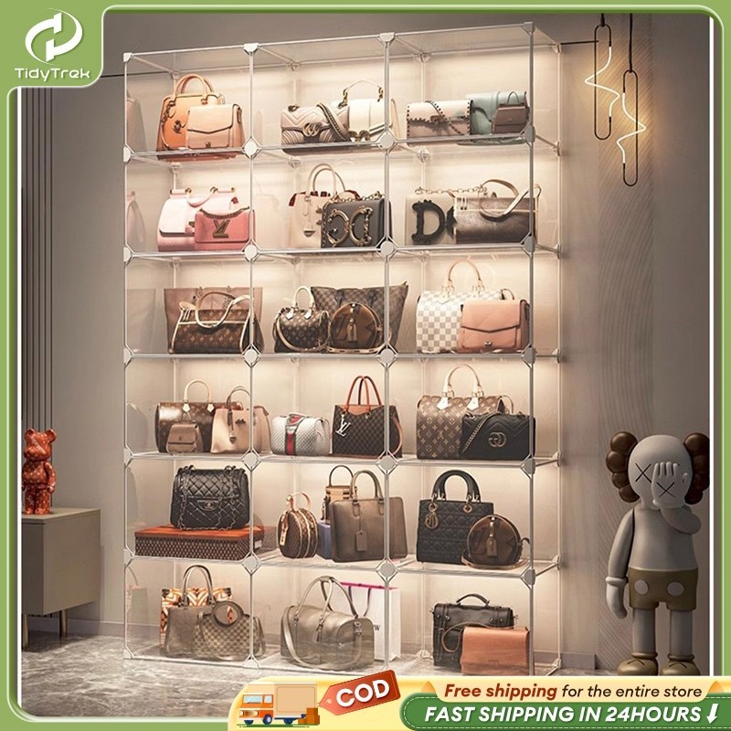 Transparent Handbag Storage Organizer Acrylic Bag Display Box Stackable ...