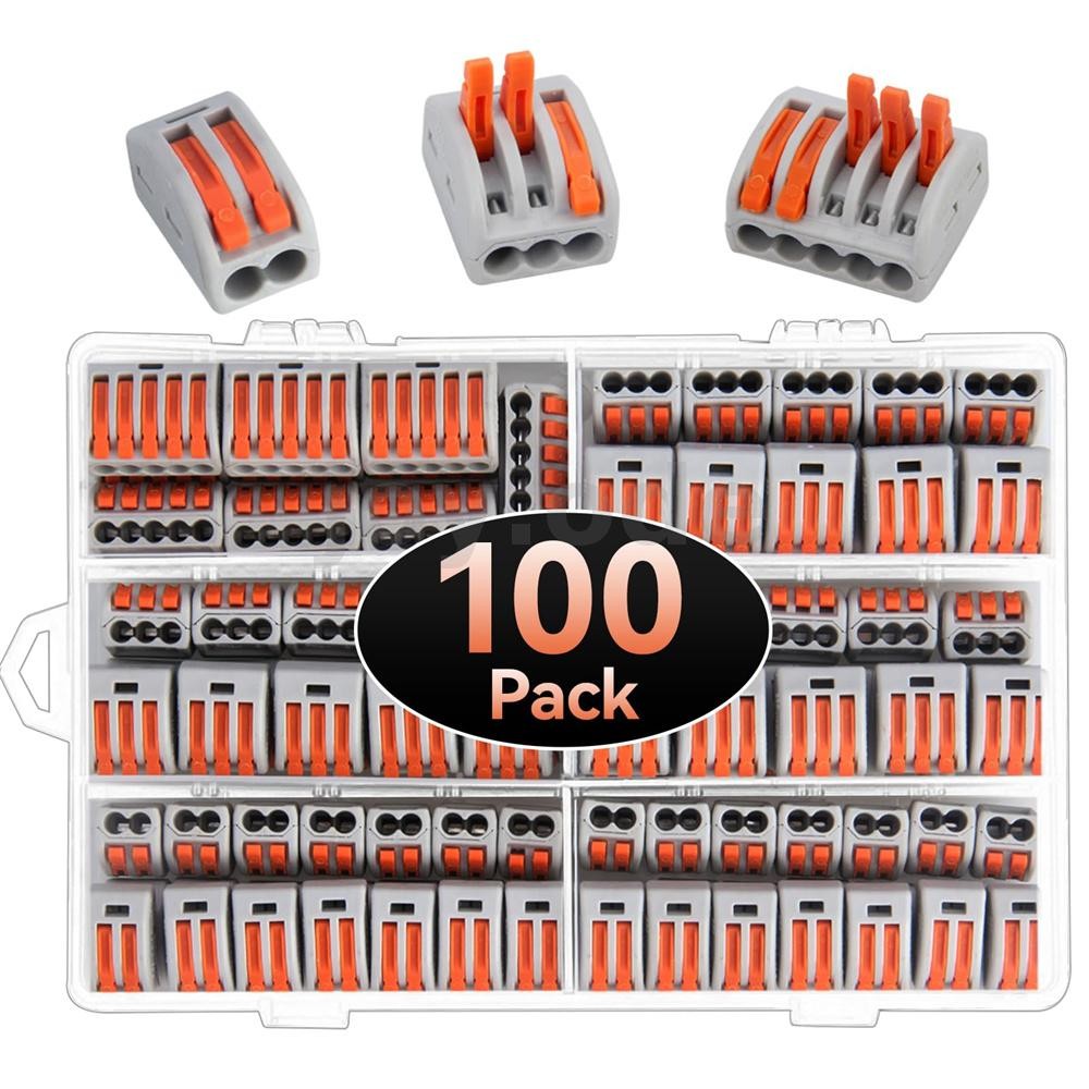 PCT-212/213/215 Conductor Compact Wire Connectors Kit 100PCS Lever Nut ...