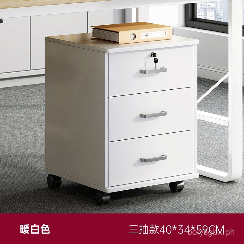 Office Wooden with Lock Portable Locker Chest of Drawer with Wheels ...