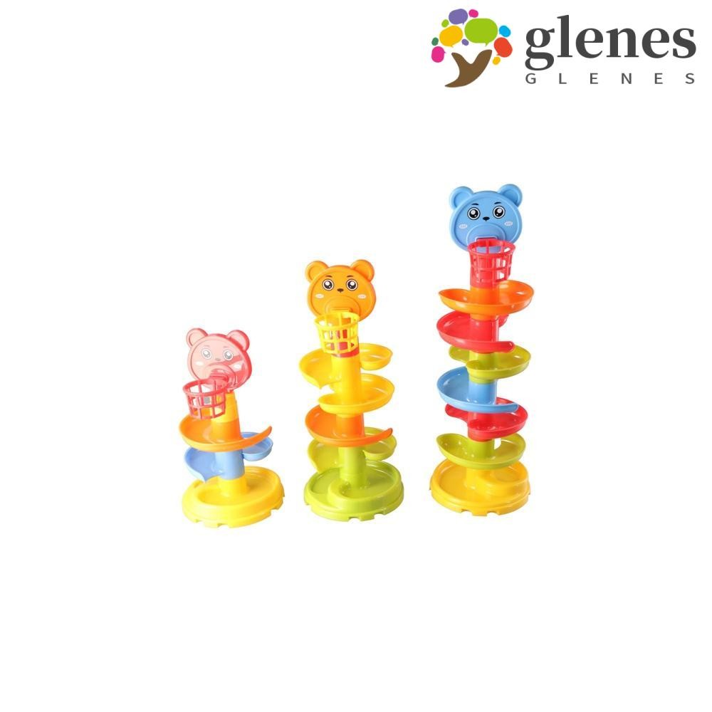 GLENES Ball Drop Roll Swirling Tower Rotating Track Set Mental Sliding ...