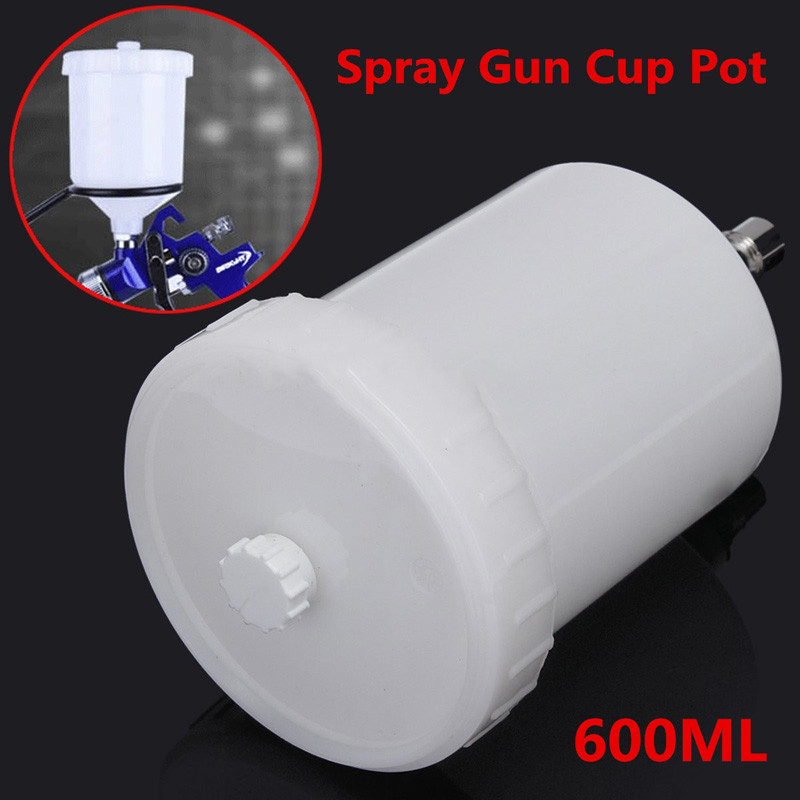 Syrisora ​​Plastic Beker Air Paint Pot Draadconnector voor Spuitpistool Gereedschap 600 Ml Capaciteit