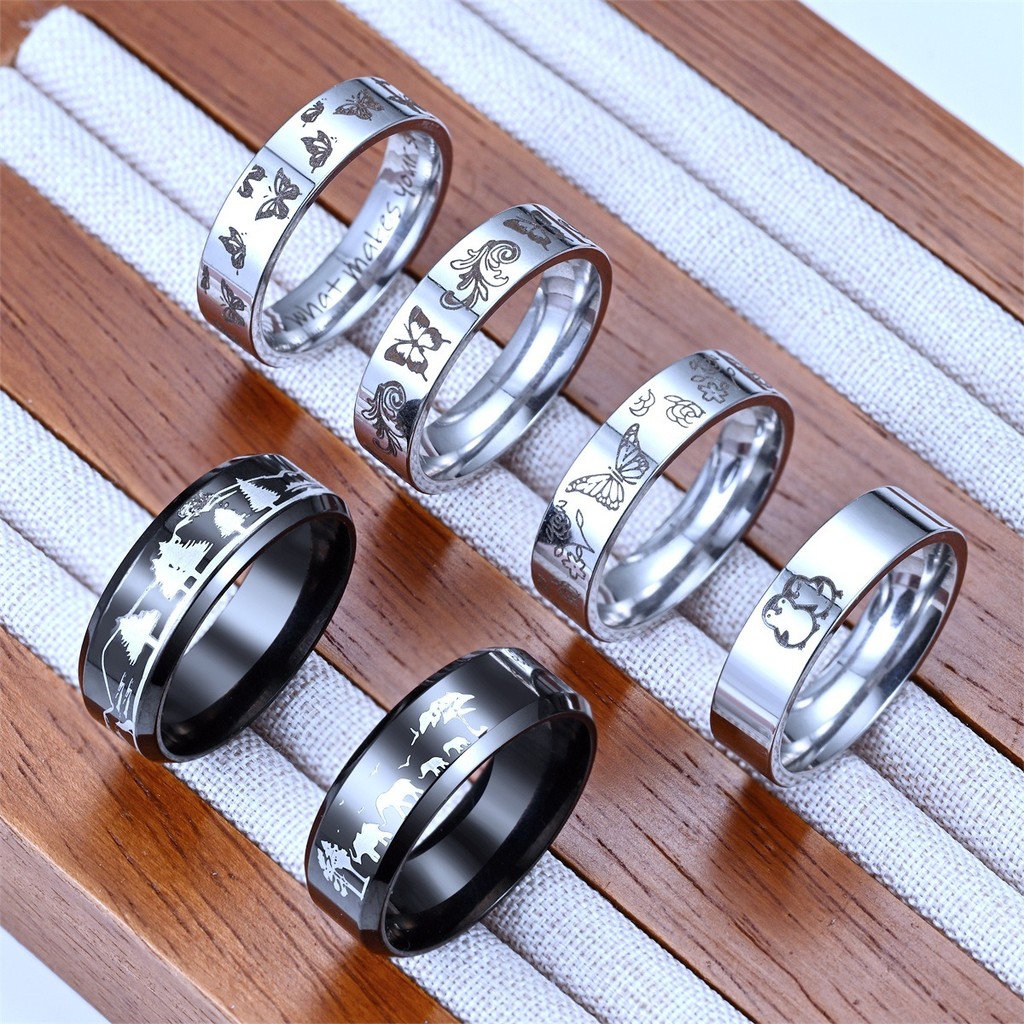 1 Piece Hip-hop Design Popular Titanium Steel Rings Penguin Butterfly ...