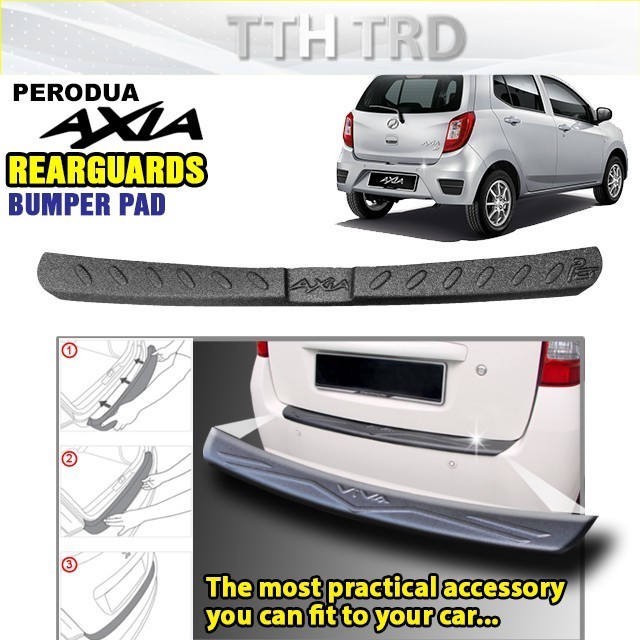 Perodua Axia 2014 - 2018 Rear Bumper Guard (BLACK) BUMPER PAD PROTECTOR ...