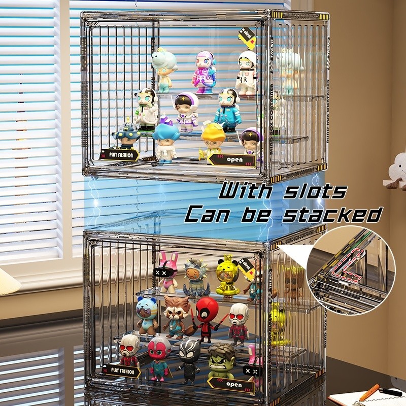 Acrylic Popmart Display Case Box Storage Stackable Magnetic Container ...