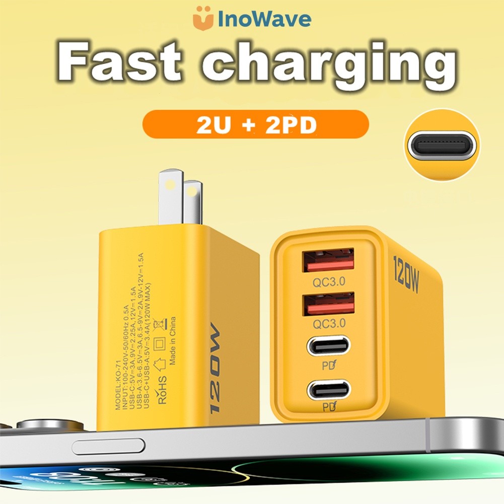 2C+2USB 120W 4 Ports Charger Type C Charger USB Charger Fast Charging ...