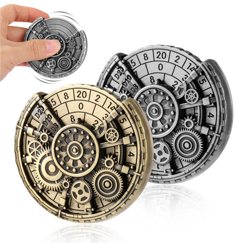 Antique Gear Shape DND Roulette Dice 7-in-1 Spinning Dice Dragons Role ...