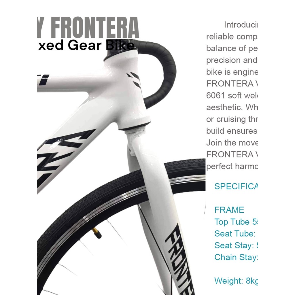 FRONTERA VELOCI PRO FIXED GEAR (FIXIE) BIKE/FRAME 700C FULL ALLOY 6061 ...
