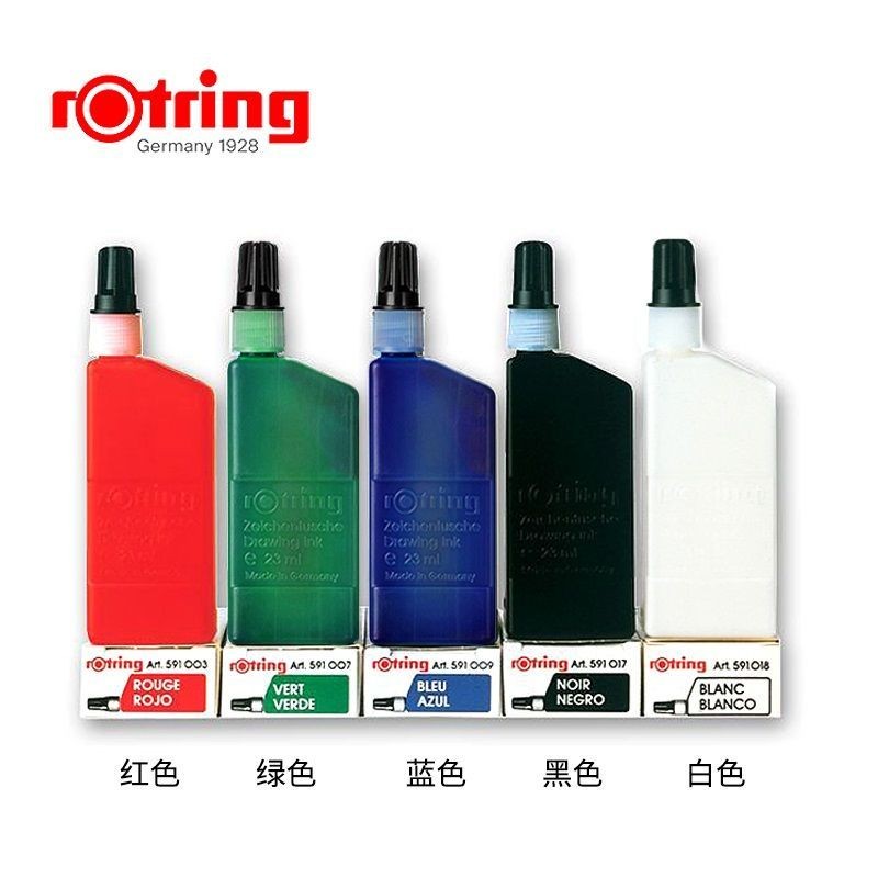 Rotring Ink 23ml Red Green Black White Blue Syringe Pen Refill Ink ...