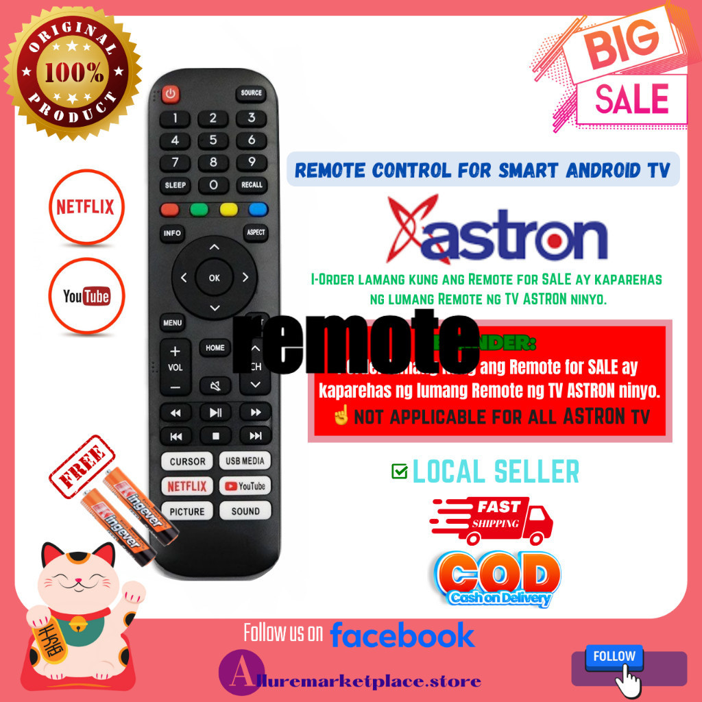 ASTRON Smart TV Android Remote (New Version) Replacement ASTRON TV ...