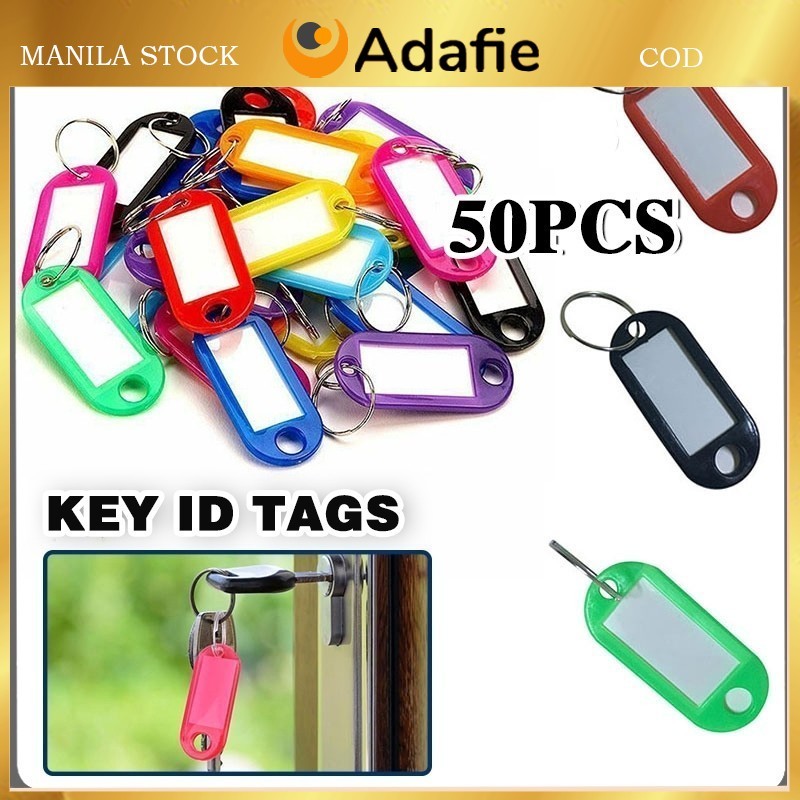 50pcs Plastic Keychain Key ID Label Key Name Cards Tags With Split Ring ...